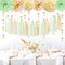 Sage-Green Gold-Champagne Party Decorations - 23pcs Neutral Birthday Baby Shower Tissue Pom Poms Streamers, Boho Wedding Bachelorette Engagement Tassel Garland Banner,Bridal Decor Suppilies Ouruola